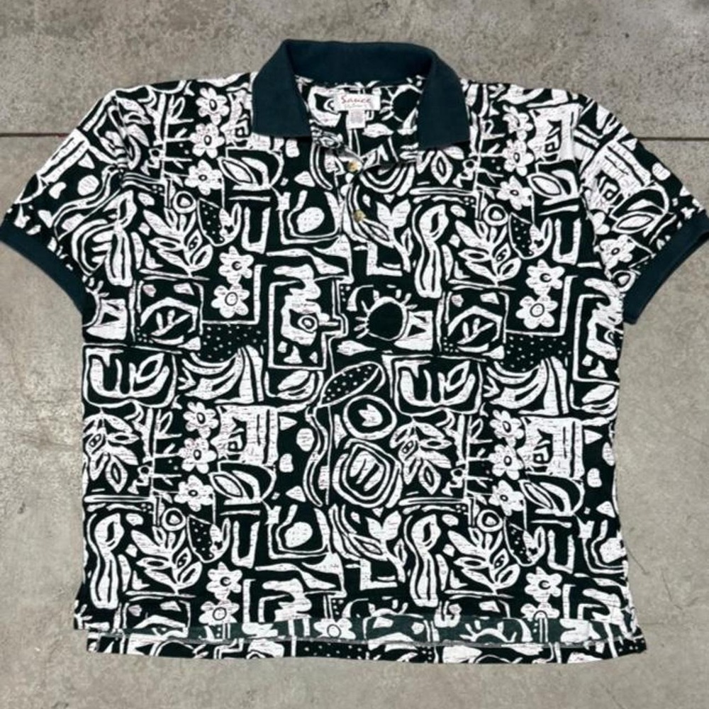 Vintage 90s Men's Floral Abstract Golf Polo Sz XL